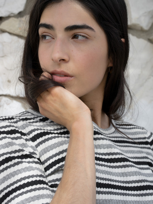 Calder Blake Diane Striped Variegated Rib Tee Calder Blake Diane Striped Variegated Rib Tee