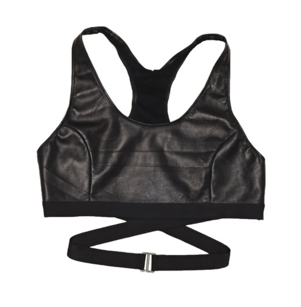 Collina Strada Virgin Islands Bralette Black Leather Collina Strada Virgin Islands Bralette Black Leather