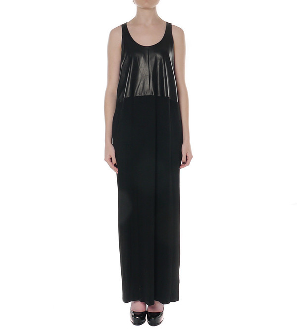 Mason By Michelle Mason Leather Front Jersey Dress Mason By Michelle Mason Leather Front Jersey Dress