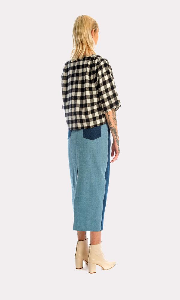 KURT LYLE Trinity Reversible Blouse in Black/White Check KURT LYLE Trinity Reversible Blouse in Black/White Check
