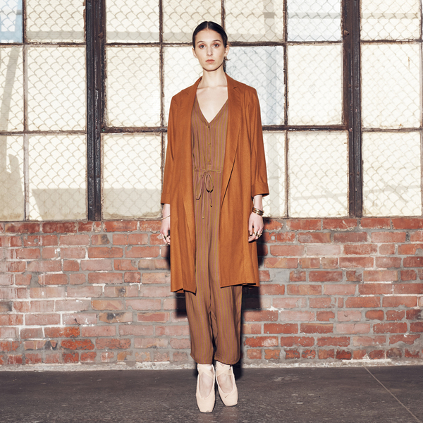 Ali Golden BUTTON-DOWN JUMPER - RUST STRIPE Ali Golden BUTTON-DOWN JUMPER - RUST STRIPE