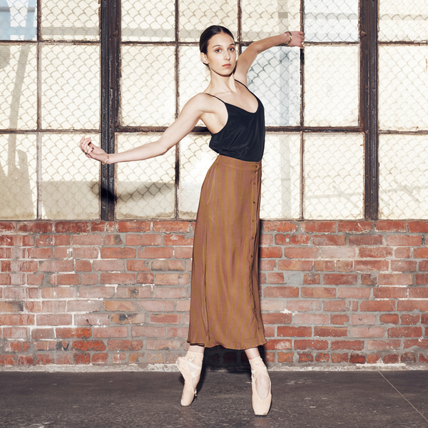 Ali Golden BUTTON-DOWN SKIRT - RUST STRIPE Ali Golden BUTTON-DOWN SKIRT - RUST STRIPE