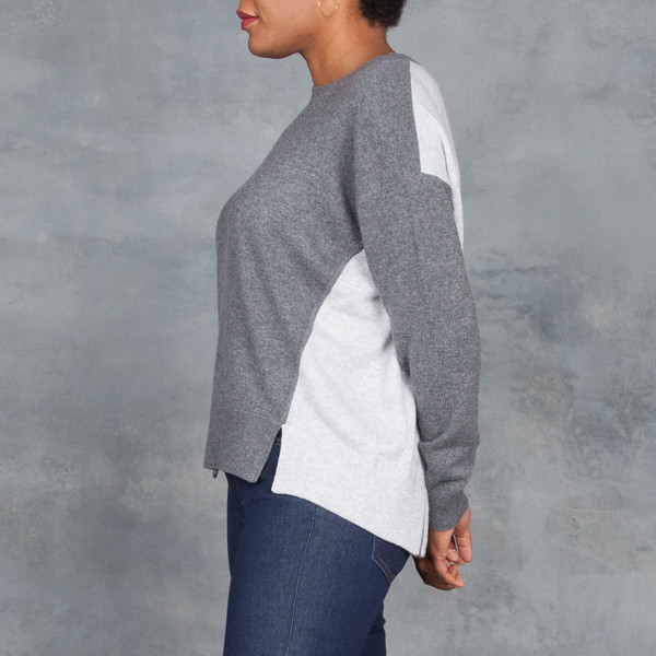 Duffy Cashmere Grey Color Block Pullover Sweater Duffy Cashmere Grey Color Block Pullover Sweater