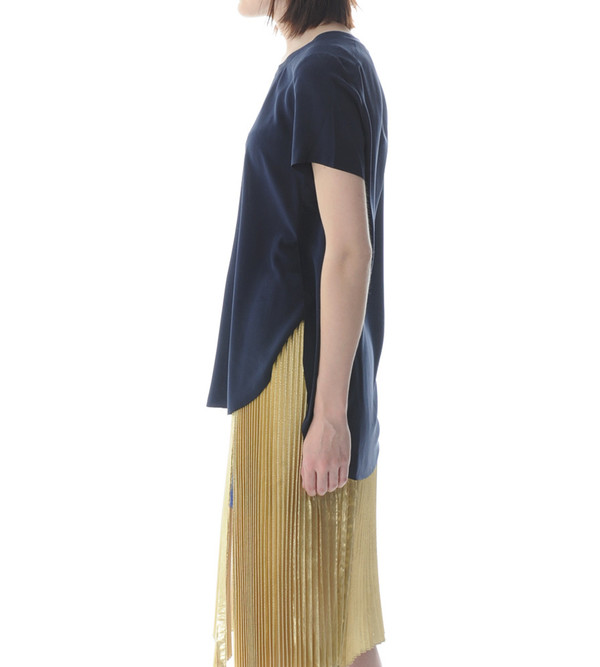 3.1 Phillip Lim Navy T-Shirt with Overlapped Side Seams 3.1 Phillip Lim Navy T-Shirt with Overlapped Side Seams