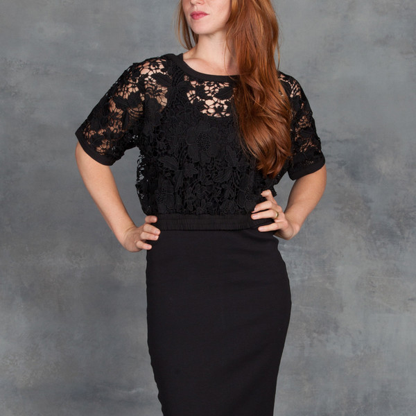SEN Sage Top in Embroidered Lace in Black SEN Sage Top in Embroidered Lace in Black
