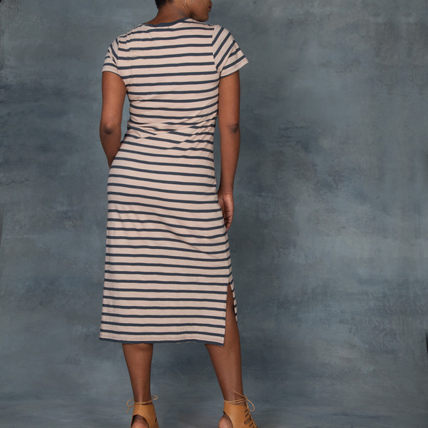 Skin Kara V Neck Maxi T-Shirt Stripped Dress Skin Kara V Neck Maxi T-Shirt Stripped Dress