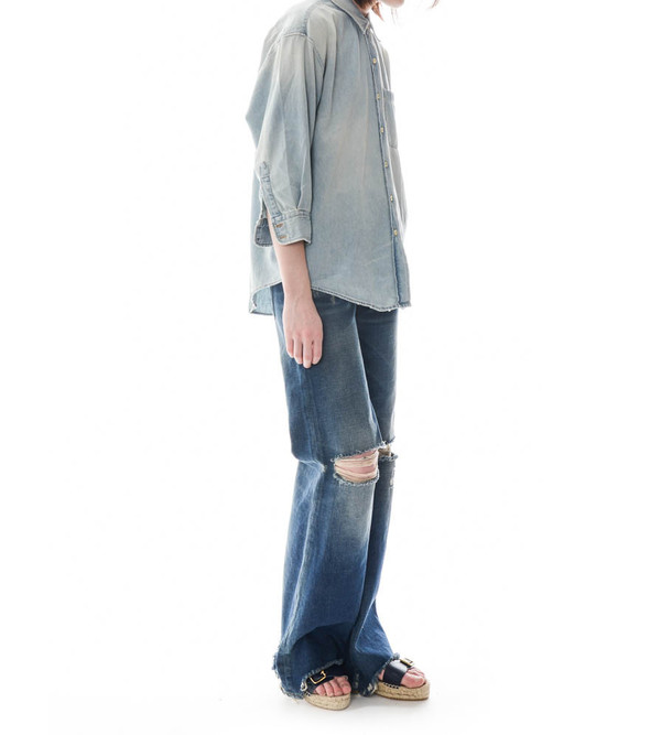 R13 Oversized Shirt with Cropped Sleeves R13 Oversized Shirt with Cropped Sleeves