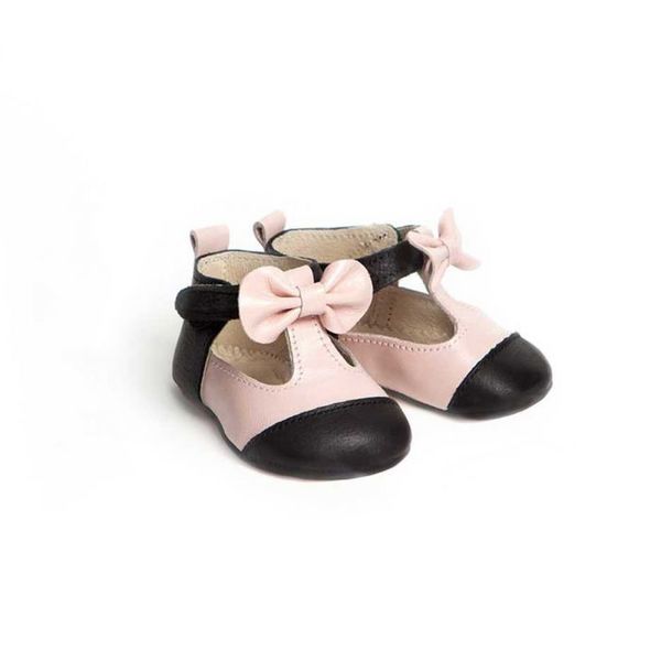 Little Lulu's Pink and Black Matilda T-Bars with Bows Little Lulu's Pink and Black Matilda T-Bars with Bows