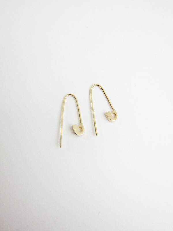 Lauren Klassen Tiny Safety Pin Hook Earrings, 14k gold Lauren Klassen Tiny Safety Pin Hook Earrings, 14k gold