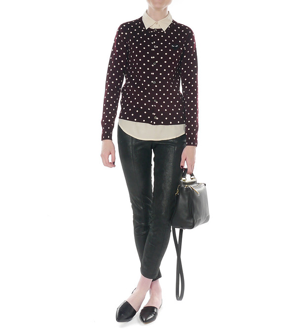 Comme Des Garcons Play Purple Polka Dot Cardigan Comme Des Garcons Play Purple Polka Dot Cardigan