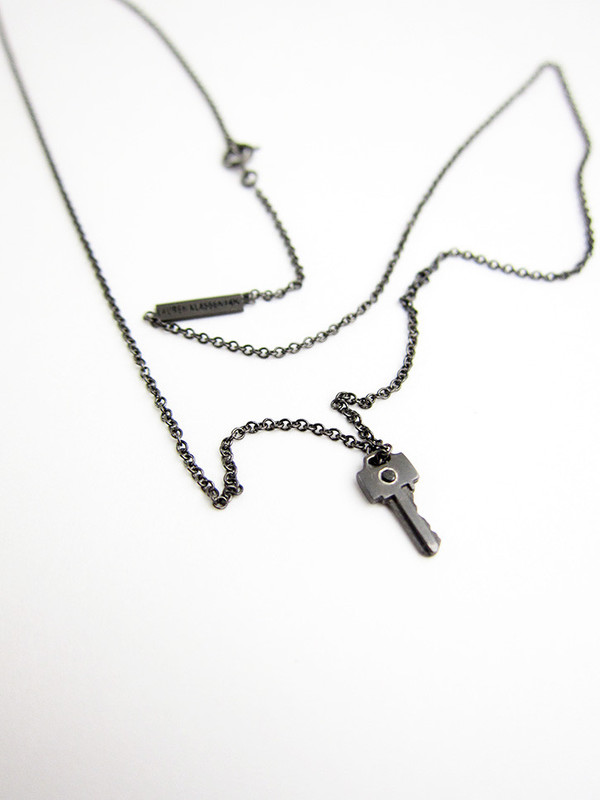 Lauren Klassen Tiny Key Necklace with Diamond Lauren Klassen Tiny Key Necklace with Diamond