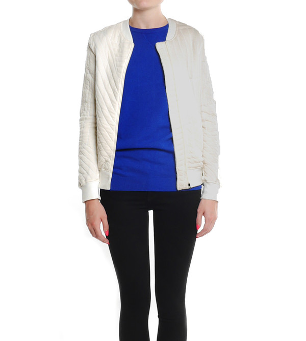 Lot 78 Quilted Bomber Jacket in Winter White Lot 78 Quilted Bomber Jacket in Winter White