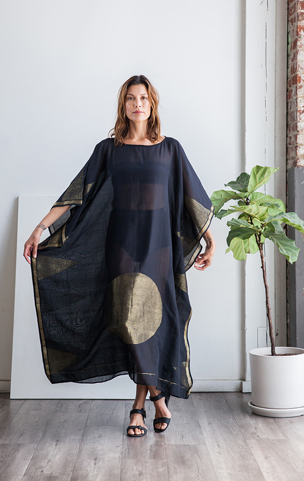 Two color block/stripe sari caftan Two color block/stripe sari caftan