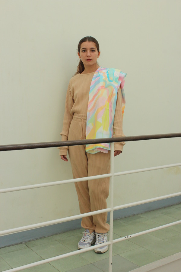Massif Central silk satin Scarf by Peter Halley Massif Central silk satin Scarf by Peter Halley