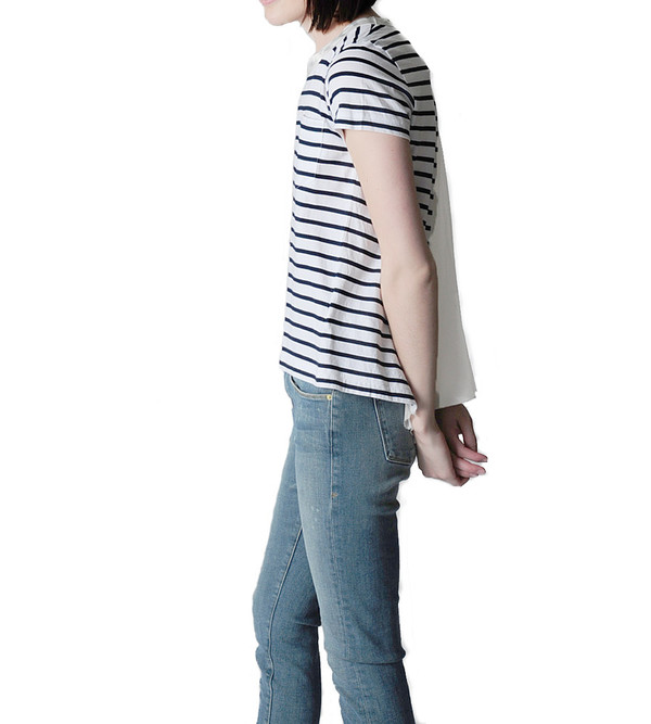 Sacai Luck Striped T-shirt with Satin Back Sacai Luck Striped T-shirt with Satin Back