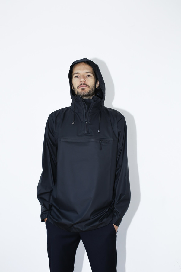 Men's Rains Black Hooded Anorak Men's Rains Black Hooded Anorak