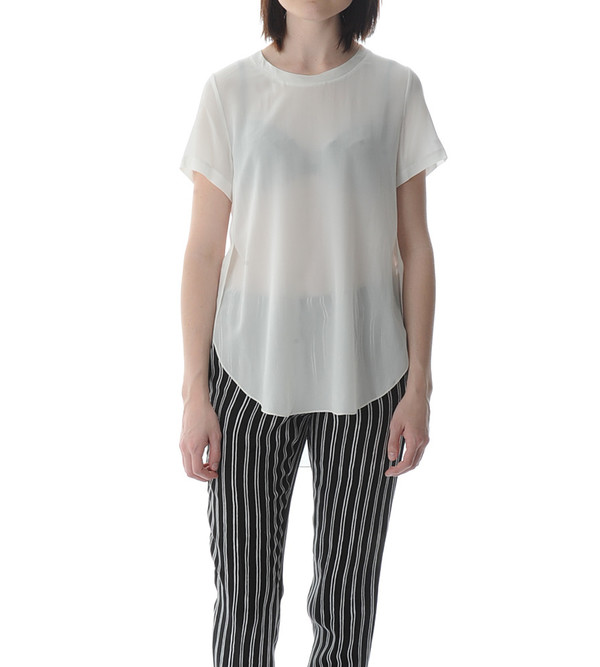 3.1 Phillip Lim White T-Shirt with Overlapped Side Seams 3.1 Phillip Lim White T-Shirt with Overlapped Side Seams