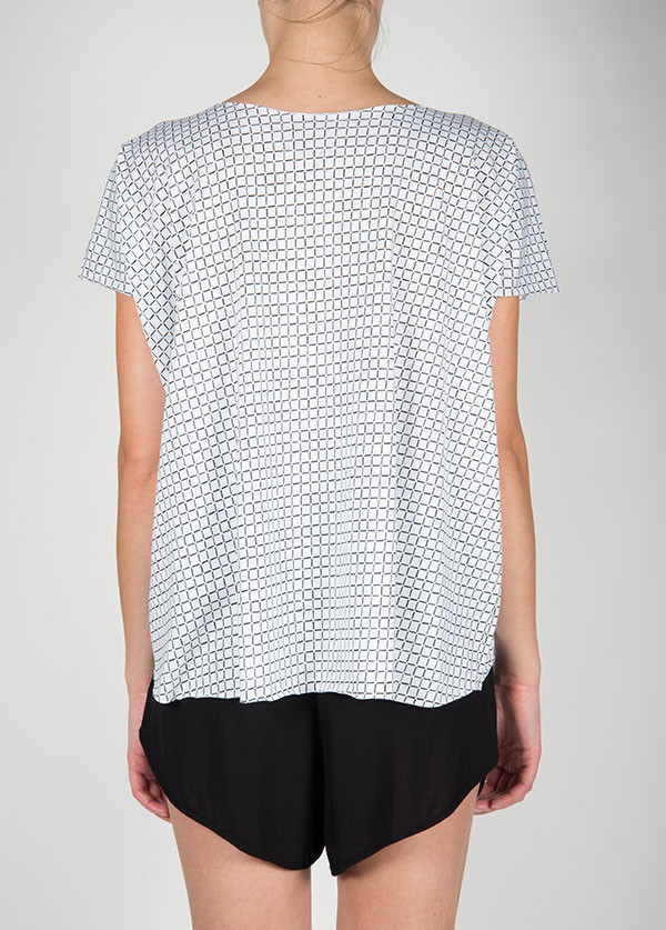 Ilana Kohn - Jersey Tee in White Grid Ilana Kohn - Jersey Tee in White Grid