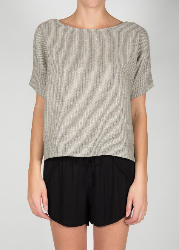 Me & Arrow - Sleeve Box Tee in Black Stripe Me & Arrow - Sleeve Box Tee in Black Stripe