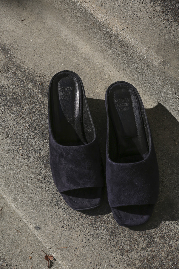 Maryam Nassir Zadeh Yves Wedge in Navy Suede Maryam Nassir Zadeh Yves Wedge in Navy Suede