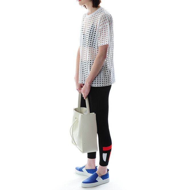 T By Alexander Wang Circular Hole Jacquard Jersey Boxy Short Sleeve Tee T By Alexander Wang Circular Hole Jacquard Jersey Boxy Short Sleeve Tee