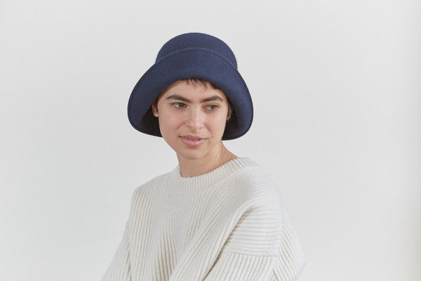 Clyde 4 Way Hat in Navy Wool Clyde 4 Way Hat in Navy Wool