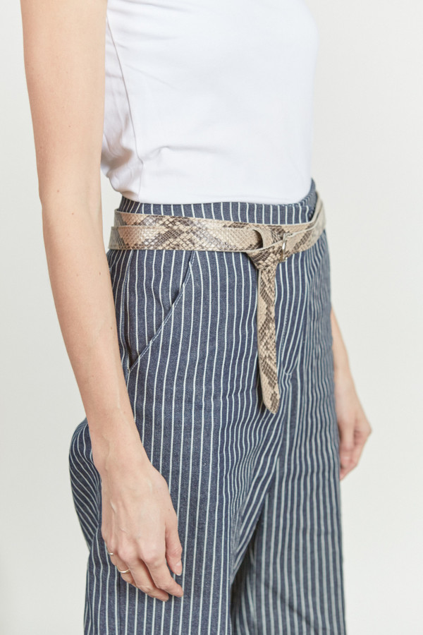 Clyde Copy of Double D Ring Belt in Python Embossed Calf Leather Clyde Copy of Double D Ring Belt in Python Embossed Calf Leather
