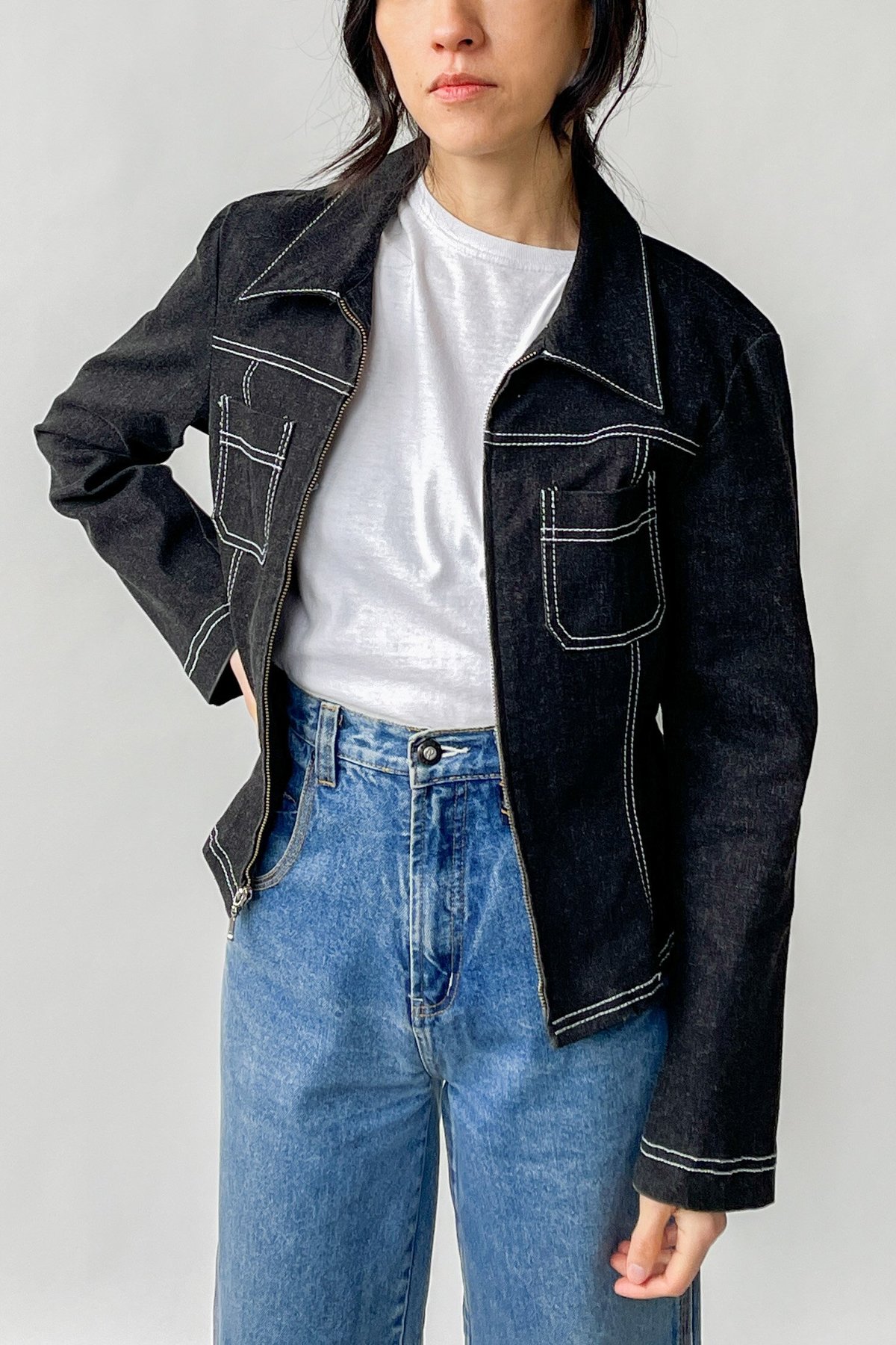 Vintage Denim Contrast Stitch Jacket 