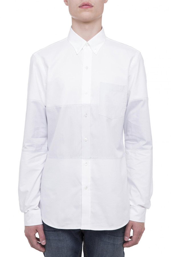 Men's Timo Weiland White Cut and Sew Shirt Men's Timo Weiland White Cut and Sew Shirt