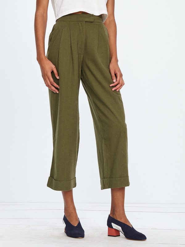 Ali Golden SILK NOIL ROLL CUFF PANT Ali Golden SILK NOIL ROLL CUFF PANT