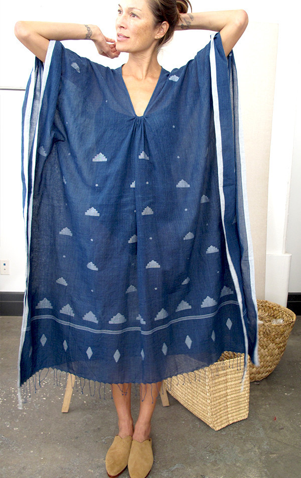 Two New York Indigo caftan with tassel Two New York Indigo caftan with tassel