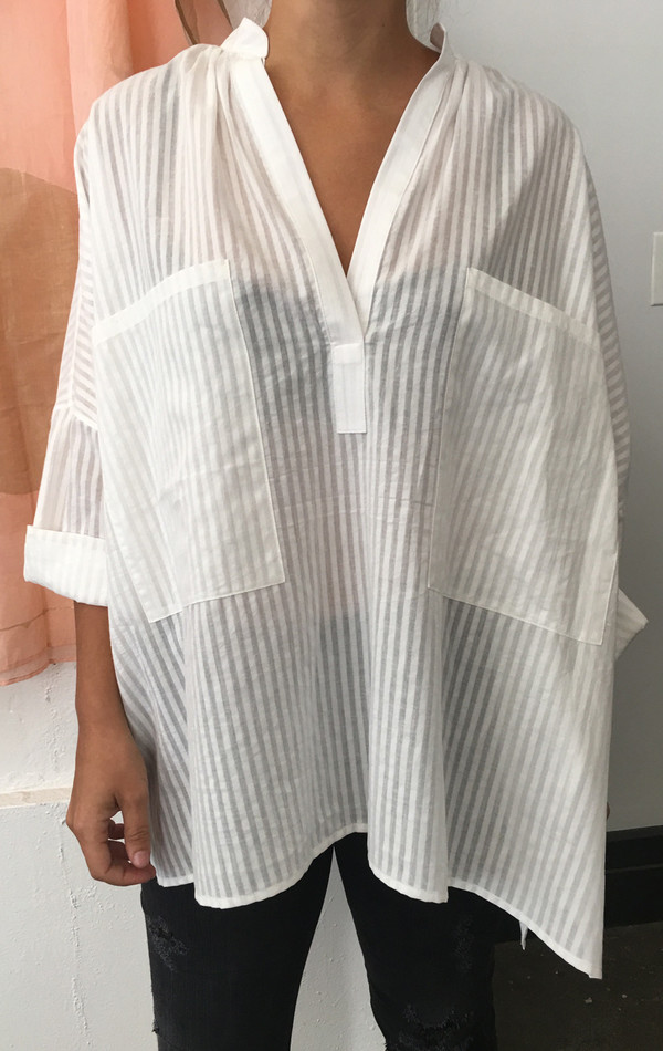 Two New York Khadi stripe Two Pocket Shirt Two New York Khadi stripe Two Pocket Shirt