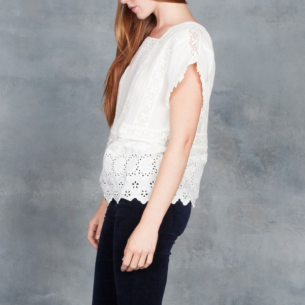 Ulla Johnson Adrienne Scalloped Eyelet Victorian Blouse Ulla Johnson Adrienne Scalloped Eyelet Victorian Blouse