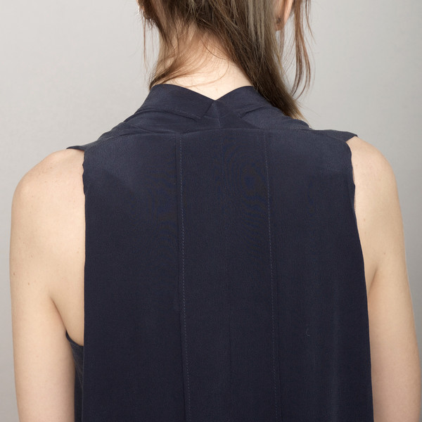 7115 by Szeki Signature Origami Silk Dress-Navy 7115 by Szeki Signature Origami Silk Dress-Navy