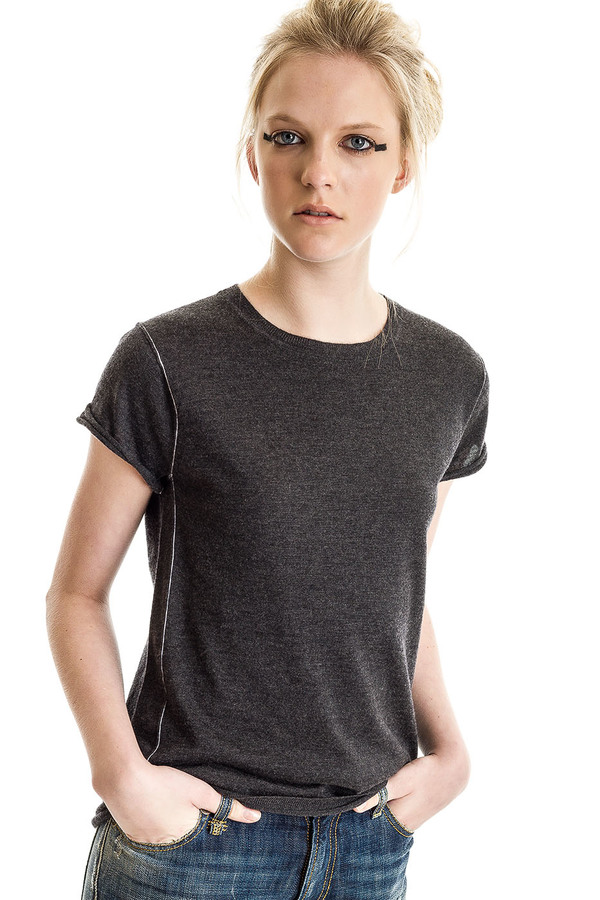 Paychi Guh Cashmere Baby Tee Charcoal Paychi Guh Cashmere Baby Tee Charcoal