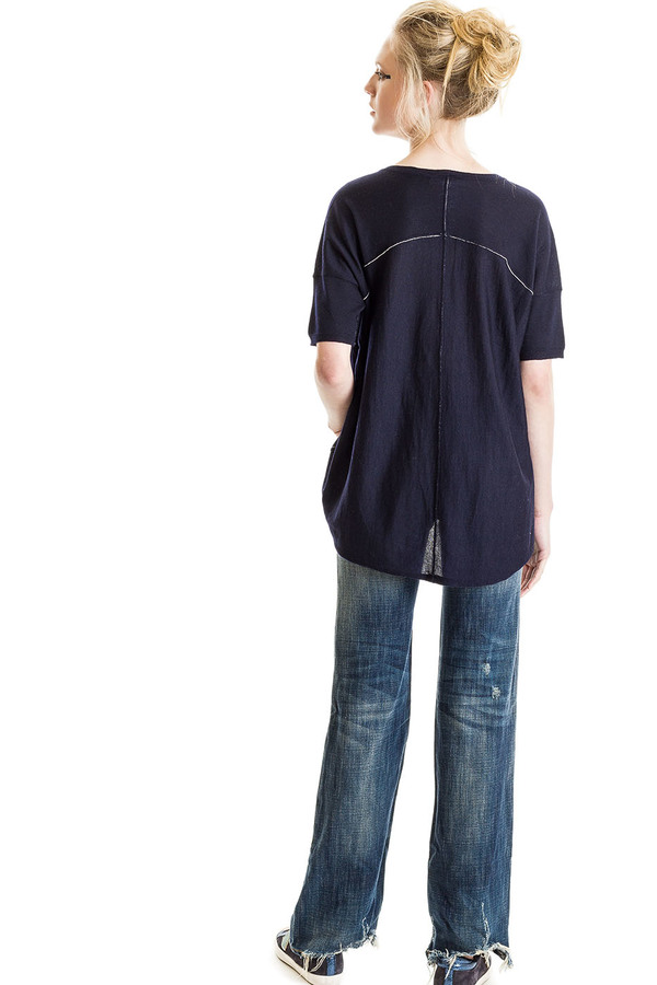 Paychi Guh Cashmere Boxy Tee Navy Paychi Guh Cashmere Boxy Tee Navy