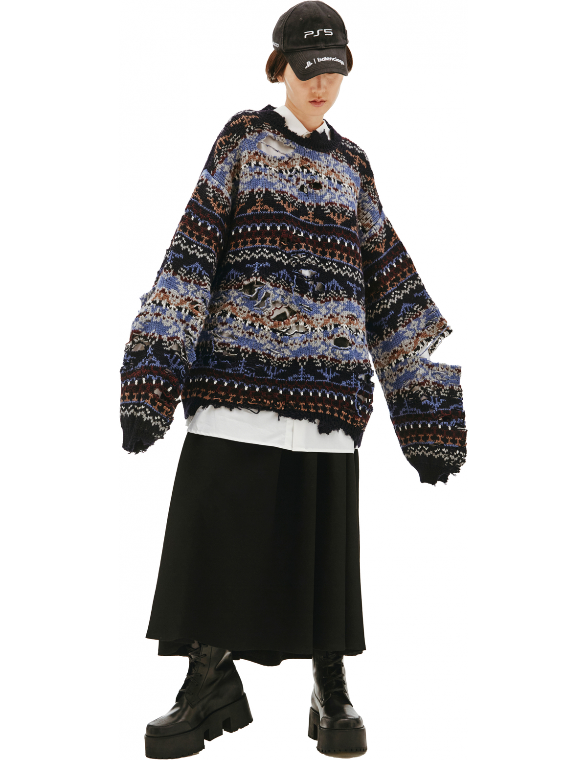 Balenciaga Ripped Sweater Patterned 