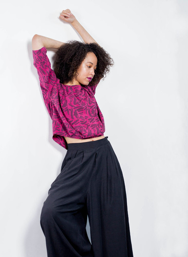 Seek Collective Martyna Top Magenta Brush Stroke Print Seek Collective Martyna Top Magenta Brush Stroke Print