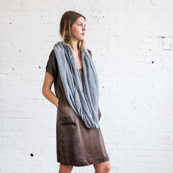 Schai Infinity Feather Cashmere Scarf Concrete Schai Infinity Feather Cashmere Scarf Concrete