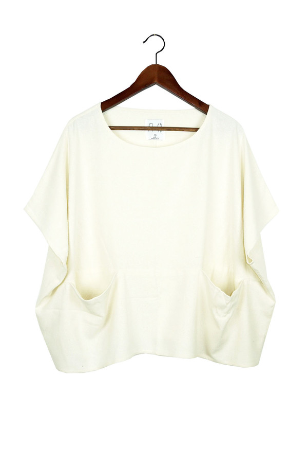 Jamie + The Jones Pocket Box Top, Natural Raw Silk Jamie + The Jones Pocket Box Top, Natural Raw Silk