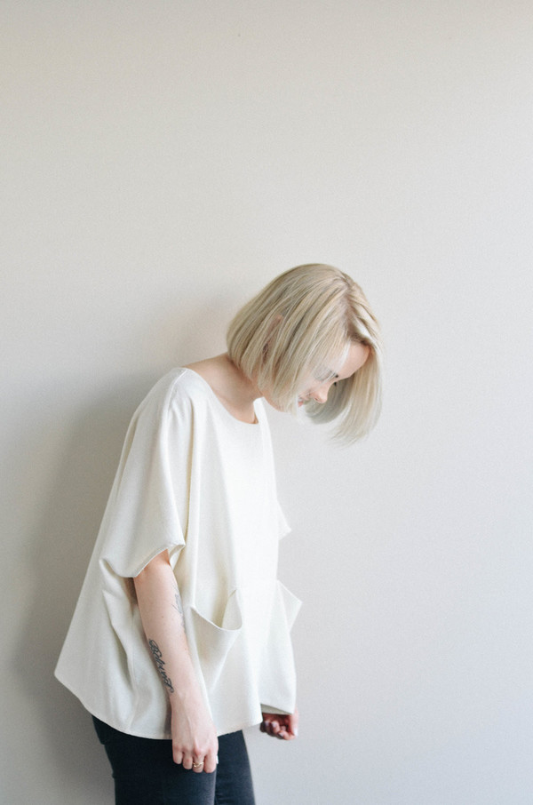 Jamie + The Jones Pocket Box Top, Natural Raw Silk Jamie + The Jones Pocket Box Top, Natural Raw Silk