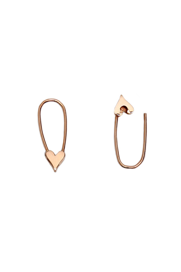 Loren Stewart Mini Heart Safety Pin Earrings Loren Stewart Mini Heart Safety Pin Earrings
