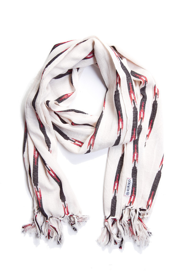 Kiriko Karu Ori White Black Red Stripe Scarf Kiriko Karu Ori White Black Red Stripe Scarf