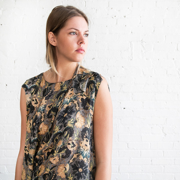 Gary Graham Shoulder Drape Dress Embroidery Gary Graham Shoulder Drape Dress Embroidery