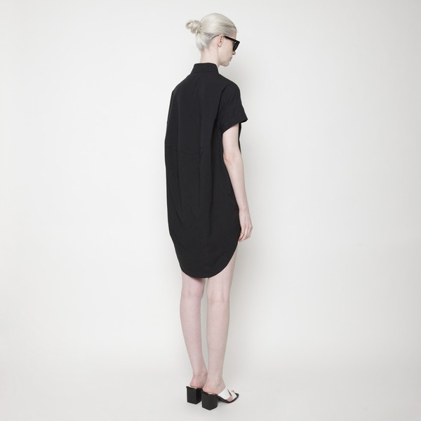 Short Sleeve Shirt Dress PF15 - Black Short Sleeve Shirt Dress PF15 - Black
