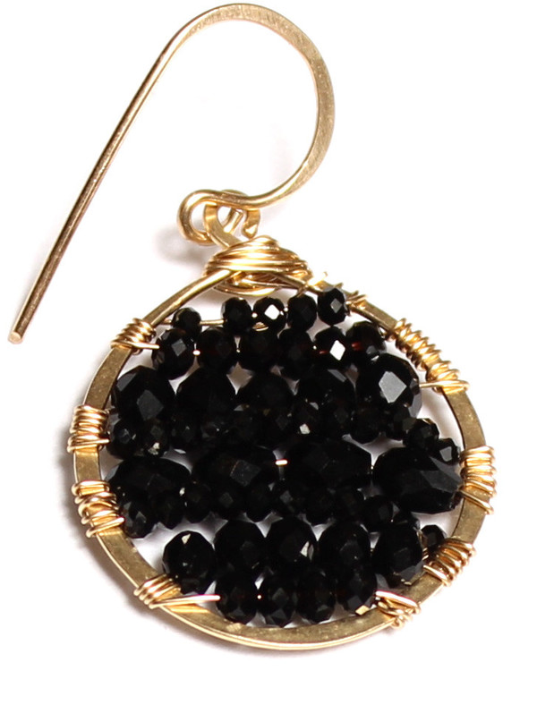 James and Jezebelle Black Onyx and Spinel Circle Earrings James and Jezebelle Black Onyx and Spinel Circle Earrings