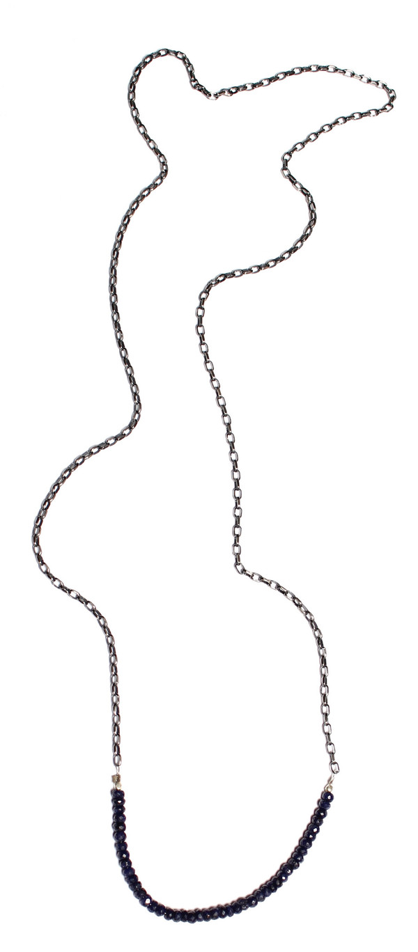 Sarah Dunn Oxidize Silver Sapphire Stone Necklace Sarah Dunn Oxidize Silver Sapphire Stone Necklace