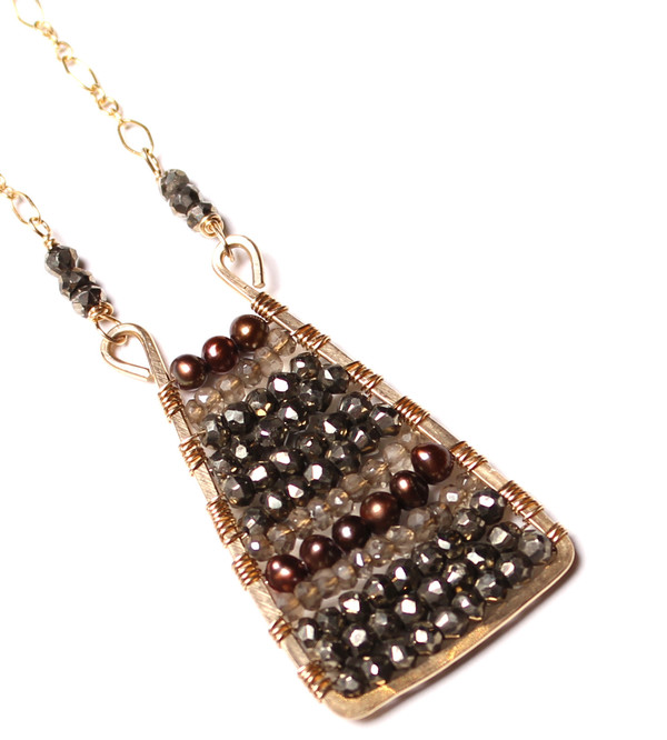Pyrite, Topaz, & Pearl Necklace Pyrite, Topaz, & Pearl Necklace