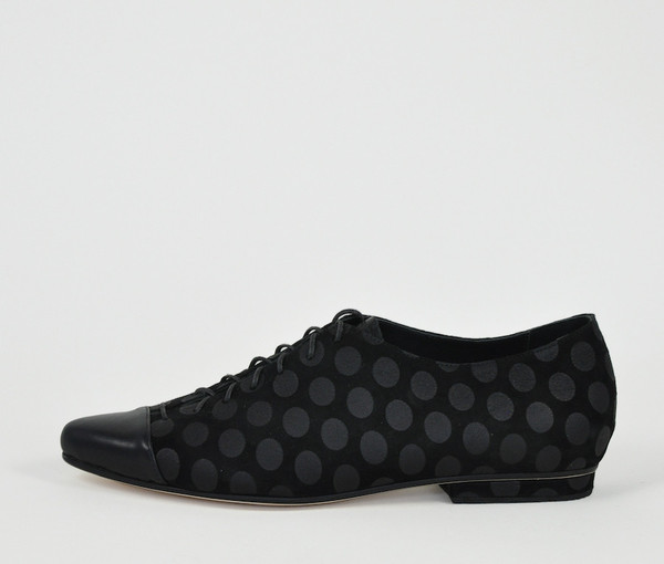 The Palatines Shoes pactor derby lace-up - black dot suede w black leather The Palatines Shoes pactor derby lace-up - black dot suede w black leather