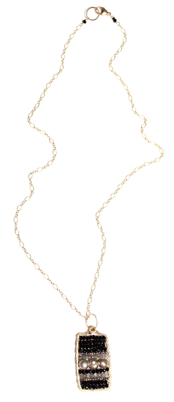 Spinel & Pearl Paddle Necklace Spinel & Pearl Paddle Necklace